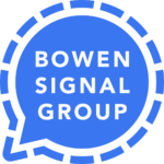 Logo of Signal App, with the words 'Bowen Signal Group' superimposed.